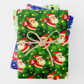 Speciaal Initiaal van het Monogram op Santa Claus Inpakpapier Vel (In situ)