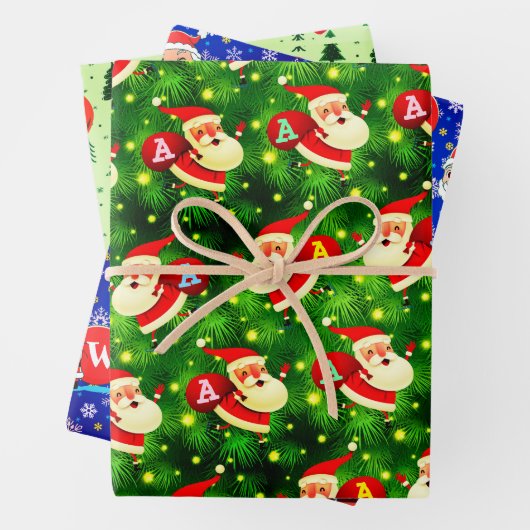Speciaal Initiaal van het Monogram op Santa Claus Inpakpapier Vel (In situ)