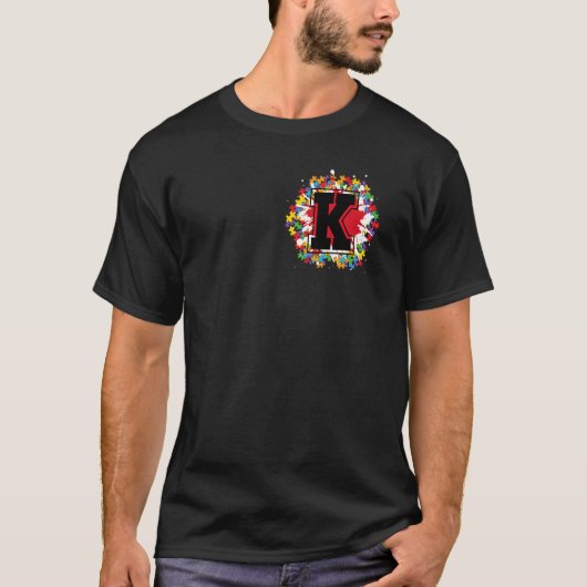 Speciaal Initiaal voor bewustmaking van autisme K T-shirt (Voorkant)
