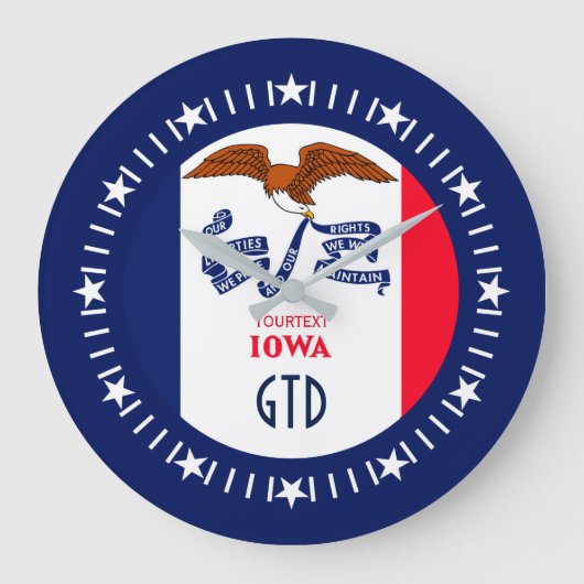 Speciaal Iowa State Flag Design op Grote Klok (Voorkant)