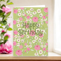 Speciaal Jaar Custom Happy Birthday Roze Groen Kaart