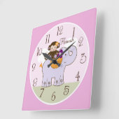 Speciaal Jacana Monkey op Elephant Baby Clock Vierkante Klok (Hoek)