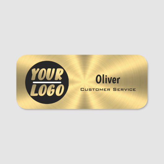 Speciaal jouw Logo radiaal metaalgoud moderne Naamplaatje (Voorkant)