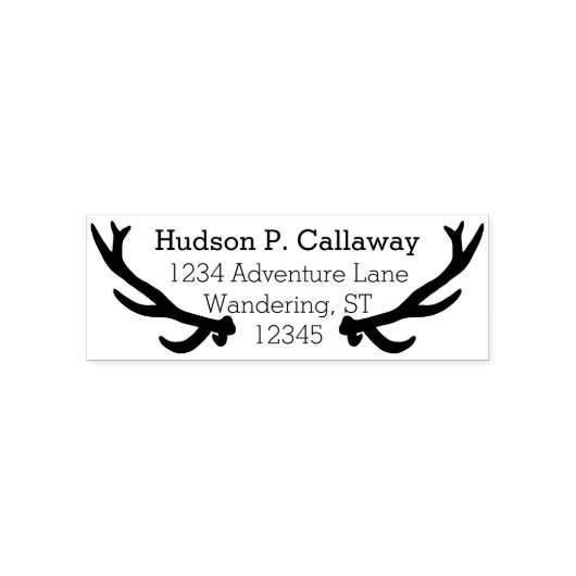 Speciaal Jouw naam en adresAntlers Zelfinktende Stempel (Design)