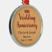 Speciaal Jubileum voor 40e bruiloft Metalen Ornament (Rechts)