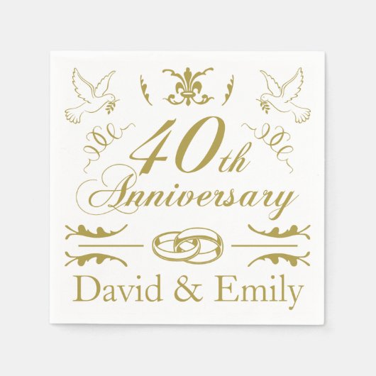 Speciaal Jubileum voor 40e bruiloft Servet (Voorkant)