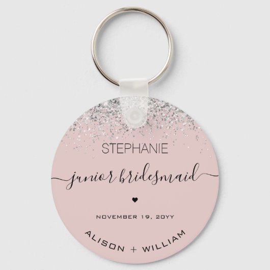 Speciaal Junior Bridesmaid Glitter confetti Sleutelhanger (Voorkant)