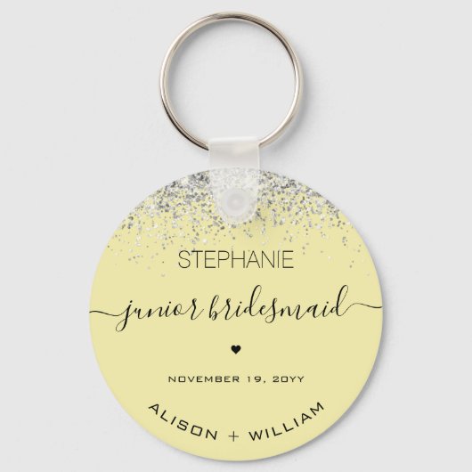 Speciaal Junior Bridesmaid Glitter confetti Sleutelhanger (Voorkant)