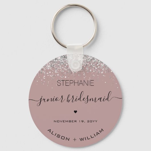 Speciaal Junior Bridesmaid Glitter confetti Sleutelhanger (Voorkant)