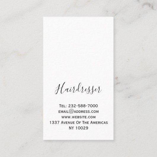 Speciaal kam en kapper visitekaartje (Achterkant)