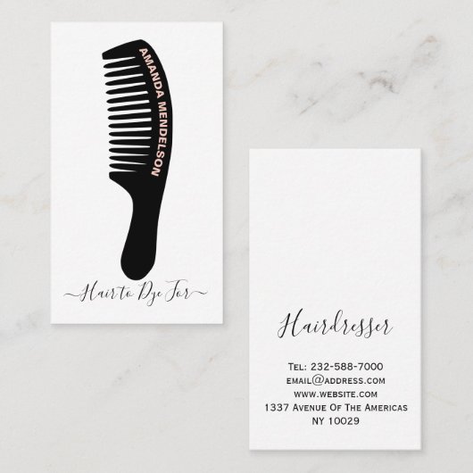 Speciaal kam en kapper visitekaartje (Voorkant / Achterkant)