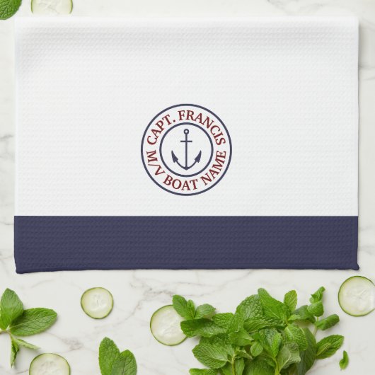 Speciaal kapitein Anchor Logo Kitchen Towel Theedoek (Gevouwen)