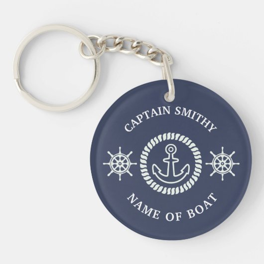 Speciaal kapitein/botnaam Editable Nautical Sleutelhanger (Voorkant)