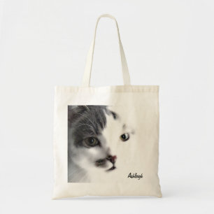 Speciaal kat gezicht close-up grocery tas