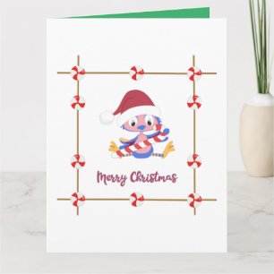 Speciaal kerstblauwVogelkooi voor Snoepjes Kaart