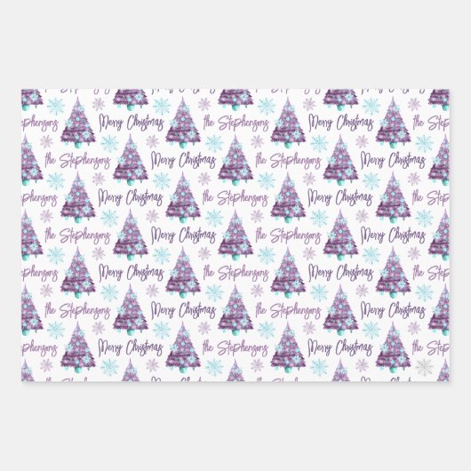 Speciaal kerstboomscript voor lavender Merry Inpakpapier Vel (Voorkant 2)