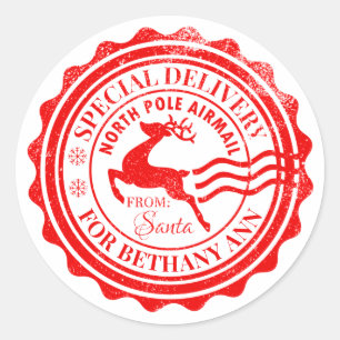 Speciaal kerstcadeauLabel van de kerstman Ronde Sticker