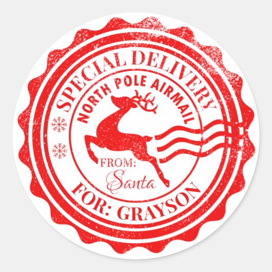 Speciaal kerstcadeauLabel van de kerstman Ronde Sticker (Voorkant)