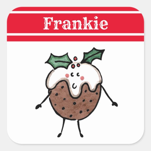 Speciaal kerstcadeauplein vierkante sticker (Voorkant)