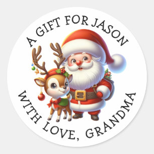 Speciaal kerstcadeautags ronde sticker