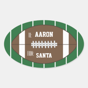 Speciaal kerstcadeautags voor Footballs Ovale Sticker