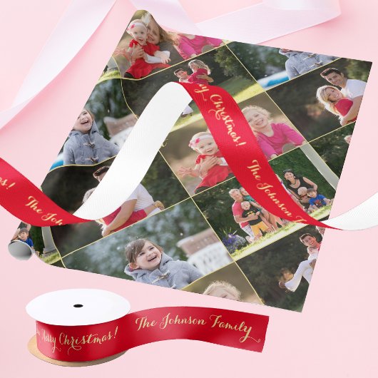 Speciaal kerstcadeautje met gouden kerstgereden ca satijnen lint