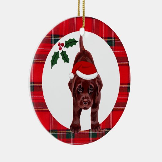 Speciaal kerstchocolade Lab Puppy Keramisch Ornament (Rechts)