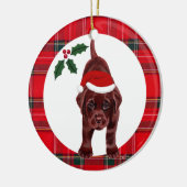 Speciaal kerstchocolade Lab Puppy Keramisch Ornament (Links)