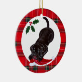 Speciaal kerstchocolade Lab Puppy Keramisch Ornament (Rechts)