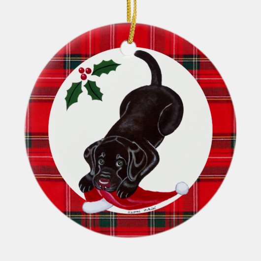 Speciaal kerstchocolade Lab Puppy Keramisch Ornament (Voorkant)