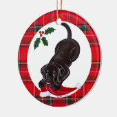 Speciaal kerstchocolade Lab Puppy Keramisch Ornament (Links)