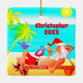 Speciaal kerstfeest met kerstmis en met gevelstran keramisch ornament (Achterkant)