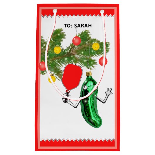 Speciaal kerstfeest met Pickleball Klein Cadeauzakje (Voorkant)