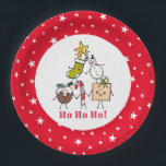 Speciaal kerstfeestelijk Bord met kerstcadeautjes<br><div class="desc">Deze gepersonaliseerde kerstkeramische versiering is voorzien van de kerstman. Een groep leuke kleine kerstpersonages die graag plezier hebben en met kerst onzin maken. De bemanning bestaat uit Snowman,  Kerstmis,  Ster,  Kerstmis,  Cadeau en snoepriet.</div>