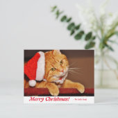 Speciaal kerstfeestmaal Oranje tablet Cat Post Briefkaart (Staand voorkant)