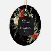 Speciaal kerstFloral Lijst Black Keramisch Ornament (Rechts)