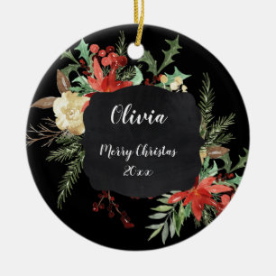 Speciaal kerstFloral Lijst Black Keramisch Ornament