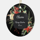 Speciaal kerstFloral Lijst Black Keramisch Ornament (Links)