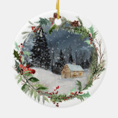 Speciaal kerstFloral Lijst Black Keramisch Ornament (Achterkant)