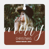 Speciaal kerstfotoscript voor Merry Metalen Ornament (Voorkant)