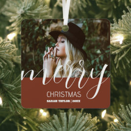 Speciaal kerstfotoscript voor Merry Metalen Ornament