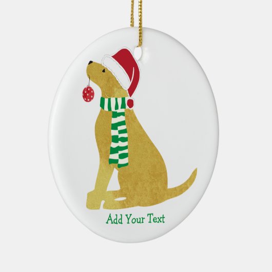 Speciaal kerstgeel lab Holiday Dog Keramisch Ornament (Rechts)