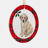 Speciaal kerstgeel labuppy keramisch ornament (Rechts)