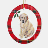 Speciaal kerstgeel labuppy keramisch ornament (Links)