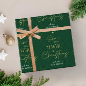 Speciaal kerstgoud kalligrafie Naam Groen Cadeaupapier
