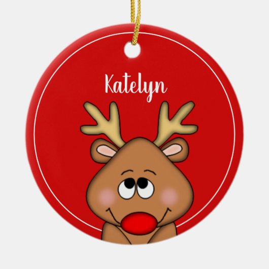 Speciaal kerstjaar rendierlijk kerstjaar keramisch ornament (Voorkant)
