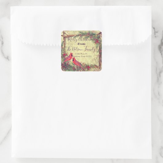 Speciaal kerstkardinaal Square Sticker (Tas)