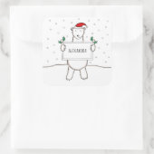 Speciaal kerstkerst Beer met kerstmis Vierkante Sticker (Tas)