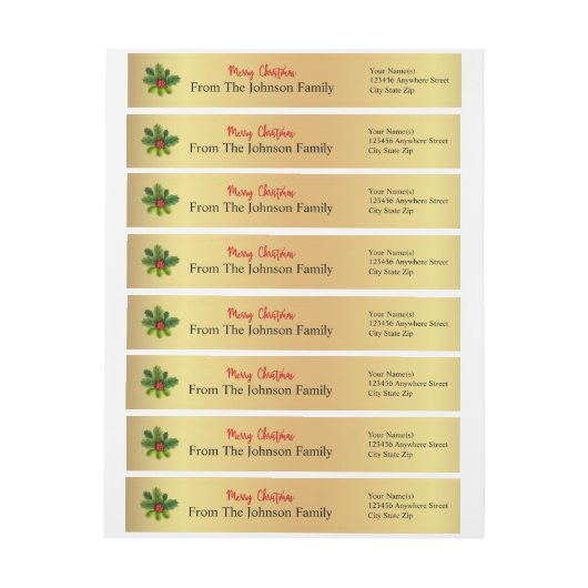 Speciaal kerstkerst Holly-retouradres (Vel)