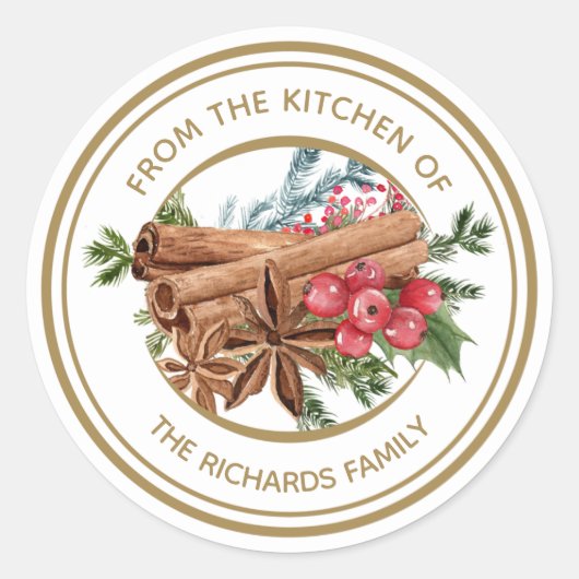 Speciaal kerstkoekjesfeestmaal bakken ronde sticker (Voorkant)